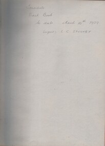 Document - MCCOLL, RANKIN AND STANISTREET COLLECTION: TARADALE CASH BOOK MCCOLL RANKIN & STANISTREET MCCOLL RANKIN AND STANISTREET- CASH BOOK, 1935/39