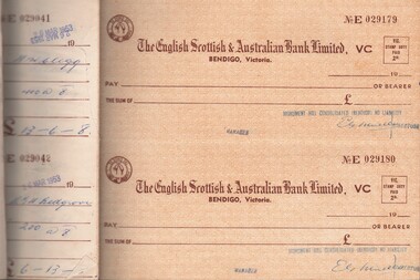 Document - MCCOLL, RANKIN AND STANISTREET COLLECTION:  CHEQUE BOOK, 1953/56
