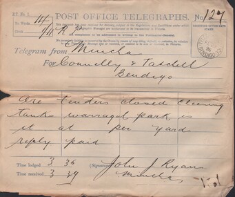 Document - CONNELLY, TATCHELL, DUNLOP COLLECTION: LEGAL PAPERS, 1896