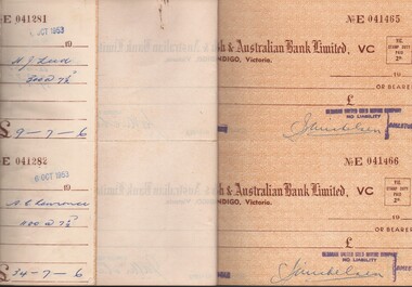 Document - MCCOLL, RANKIN AND STANISTREET COLLECTION: NAPOLEON REEF/DEBORAH UNITED - CHEQUE BOOK, 1953/59