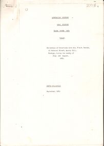 Document - INTERVIEWS WITH: MRS F A W BAXTER, QUARRY HILL, 1982