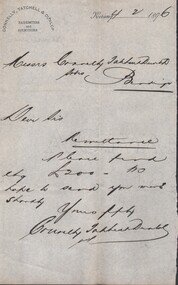 Document - CONNELLY, TATCHELL, DUNLOP COLLECTION: LEGAL PAPERS, 1895 - 1896