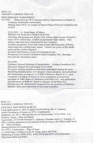 Document - MCCOLL, RANKIN AND STANISTREET COLLECTION: GOLDEN CARSHALTON N/L PRELIMINARY AGREEMENT, 1933/50
