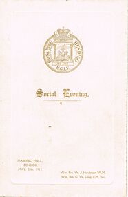 Document - SOCIAL EVENING CORONA LODGE, 1913