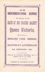 Document - ORDER OF SERVICE ON DEATH OF QUEEN VICTORIA, 1901