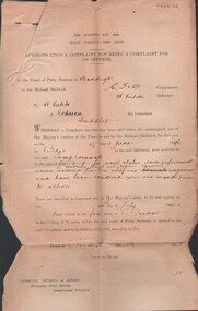 Document - CONNELLY, TATCHELL, DUNLOP COLLECTION: LEGAL PAPERS, 1895 - 1903