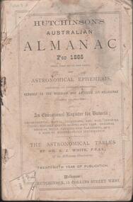 Book - HUTCHINSON'S AUSTRALIAN ALMANAC, 1885