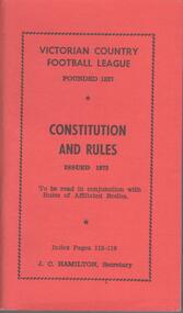 Document - VICTORIAN COUNTRY FOOTBALL LEAGUE - CONSTITUTION & RULES 1972, 1972