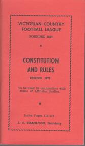 Document - VICTORIAN COUNTRY FOOTBALL LEAGUE - CONSTITUTION & RULES 1972, 1972