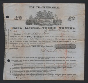 Document - GOLD LICENSE, 1854