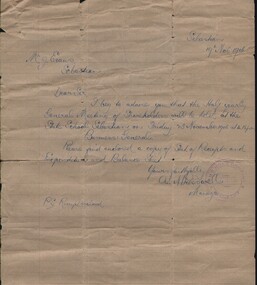 Document - LETTER TO MR. J EVANS OF SEBASTIAN, 1906