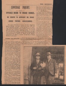 Newspaper - BENDIGO SEWERAGE INQUIRY, 1925