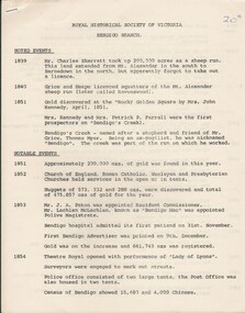 Document - Bendigo Timeline, c1970