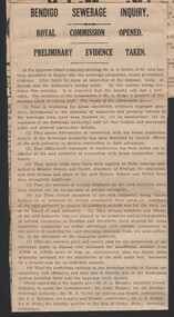 Newspaper - BENDIGO SEWERAGE INQUIRY, 1925?