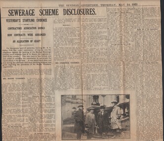 Newspaper - 'SEWERAGE SCHEME DISCLOSURES' 14 MAY 1925, 14 May 1925