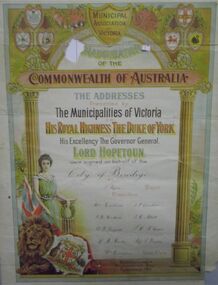 Document - INAUGURATION CERTIFICATE OF THE COMMONWEALTH OF AUSTRALIA, 1901