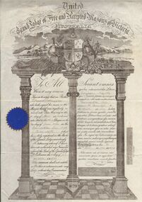 Document - UNITED GRAND LODGE OF FREE AND ACCEPTED MASONS OF VICTORIA CERTIFICATE - EDMUND HOUGHTON, 1894
