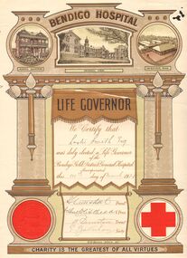Document - BENDIGO HOSPITAL CERTIFICATE - LESTER SMITH, 1921