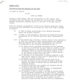 Document - HARRY BIGGS COLLECTION: BENDIGO HOME & HOSPITAL FOR THE AGED