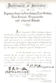 Document - INSTRUMENT OF SURRENDER OF JAPANESE FORCES, 1945