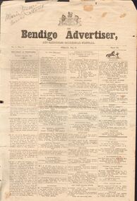 Newspaper - THE BENDIGO ADVERTISER AND SANDHURST COMMERCIAL CIRCULAR 9 DEC 1853, 1853