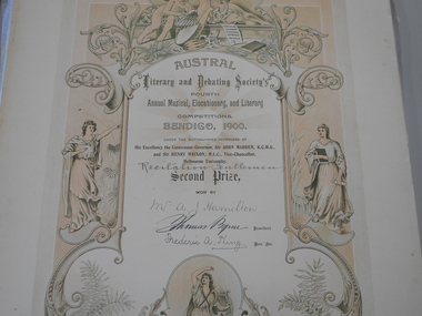 Document - HAMILTON COLLECTION: AUSTRAL LITERARY AND DEBATING SOCIETY AWARDS - ALEXANDER JOHN HAMILTON, 1901 - 1903
