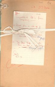 Document - LANDS OFFICE:  CANCELLED R.A.'S FROM  COSTERFIELD, SEYMOUR, BENDIGO, 1930 - 1950