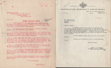 Document - HARRY BIGGS COLLECTION: BENDIGO CREEK POST OFFICE, 3/10/1962 - 8/3/1968
