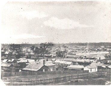 Photograph - HARRY BIGGS COLLECTION: BENDIGO LANDSCAPE VIEW OF COTTAGES, c1850's (late) Pre 1864