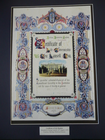 Document - CERTIFICATE OF LIFE GOVERNSHIP TO THE BENDIGO BENEVOLENT ASYLUM, 1878