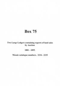 Document - LANDS OFFICE: REPORT OF LAND SALES BY AUCTION 1881 - 1895, 1881 - 1895