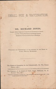 Book - HARRY BIGGS COLLECTION: SMALL POX AND VACCINATION, 25/03/1898 (letter)