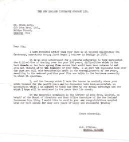 Document - COHN BROTHERS COLLECTION: LETTER TO FRANK LEVY, 1957