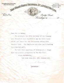 Document - COHN BROTHERS COLLECTION: SHAREHOLDER LETTER, 10th December 1937