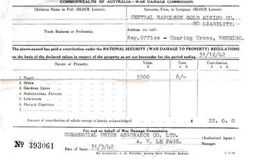 Document - MCCOLL, RANKIN AND STANISTREET  COLLECTION: CENTRAL NAPOLEAN GOLD MINING CO N/L, 1934 - 1947