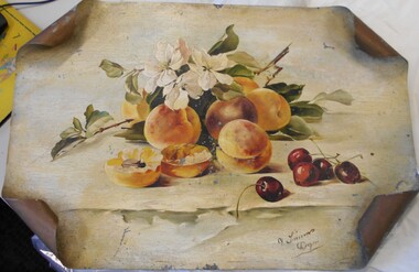 Painting - HAND PAINTED TIN PANEL, 1900