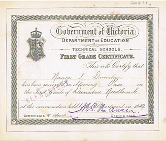 Document - NORMAN PENROSE COLLECTION:  CERTIFICATES & NOTES ON ART ERAS, 1927 to 1931