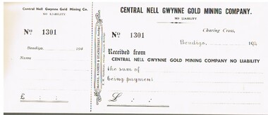 Document - MCCOLL, RANKIN AND STANISTREET COLLECTION: CENTRAL NELL GWYNNE GOLD MINING COMPANY N L - RECEIPT BOOK, 194
