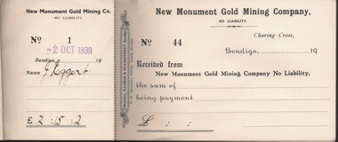 Document - MCCOLL, RANKIN AND STANISTREET COLLECTION: NEW MONUMENT GMC N/L - RECEIPT BOOK, 1939 1945
