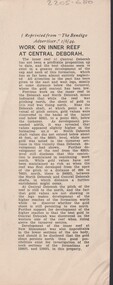 Document - MCCOLL, RANKIN AND STANISTREET COLLECTION: NEW MONUMENT GMC N/L - WORK ON INNER REEF AT CENTRAL DEBORAH, 1/6/1944