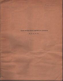 Document - MCCOLL, RANKIN AND STANISTREET COLLECTION: SOUTH WATTLE GULLY CO. N/L - SOUTH WATTLE GULLY CO. N.L RULES, 31/8/1936