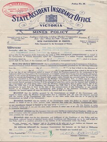 Document - MCCOLL, RANKIN AND STANISTREET COLLECTION: MINES INSURANCE POLICY NEW DON NL, 8/3/1940