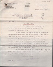 Document - MCCOLL, RANKIN AND STANISTREET COLLECTION: NEW DON MINING LEASE DOCUMENTS, 22/12/1932