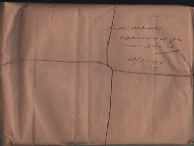 Document - MCCOLL, RANKIN AND STANISTREET COLLECTION: NORTH DEBORAH MC N/L - APPLICATIONS FOR NEW SHARES, 20/3/1953