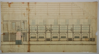 Document - CRUSHING BATTERY, ENGINEERS DRAWING, Circa 1874
