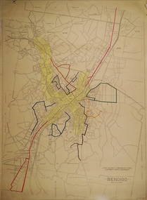 Map - BENDIGO BUS ROUTES, 1934 - 1958 ?
