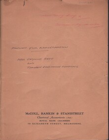 Document - MCCOLL, RANKIN AND STANISTREET COLLECTION: NELL GWYNNE REEF MINE - PROPOSAL FOR AMALGAMATION, 1957 - 1959