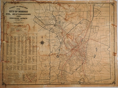 Map - CITY OF BENDIGO STREET AND ROAD MAP, 1946