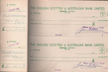 Document - MCCOLL, RANKIN AND STANISTREET COLLECTION: NELL GWYNNE REEF N/L - CHEQUE BOOK, 22/3/1961 - 6/2/1962