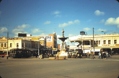 Slide - CASTLEMAINE HISTORICAL SOCIETY COLLECTION, ALEXANDRA FOUNTAIN, MITCHELL ST, 1955
